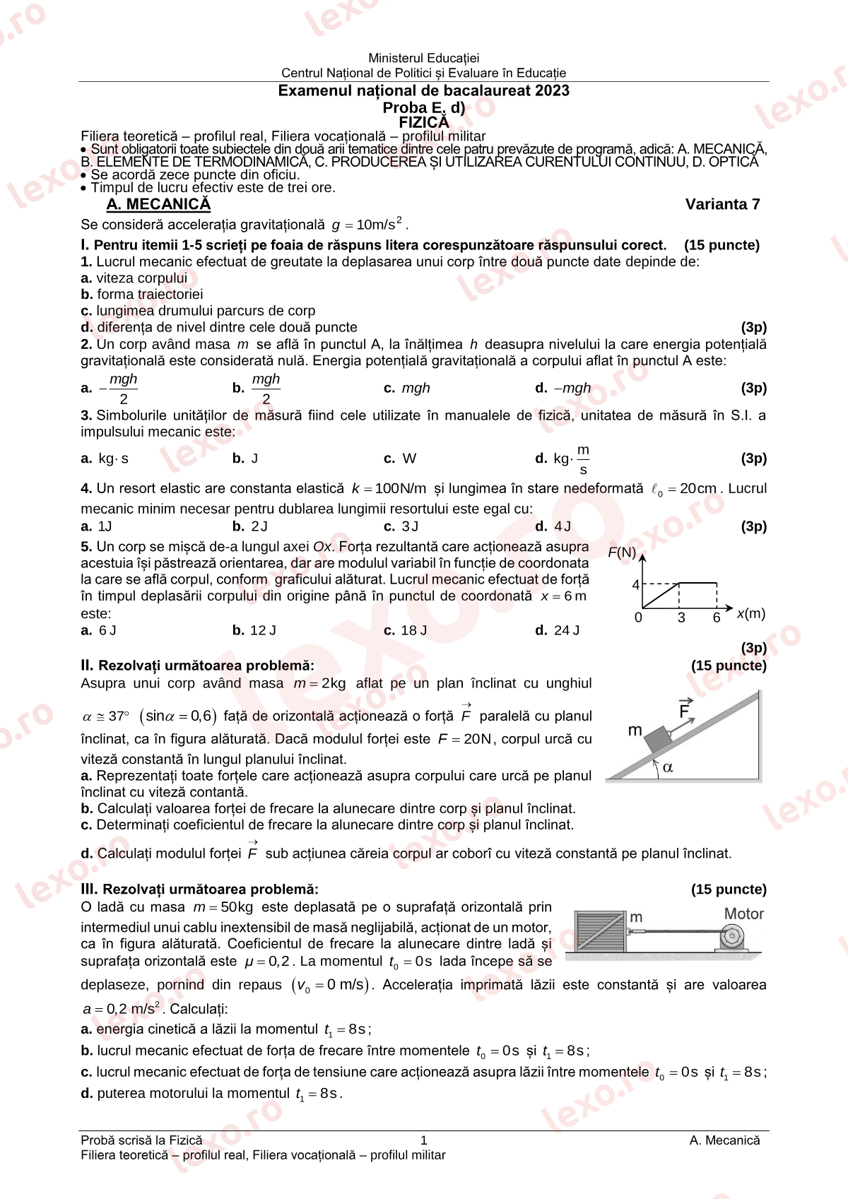 Subiecte Bacalaureat 2023 – Fizică — profil teoretic și vocațional – sesiunea august–septembrie (subiect + barem)