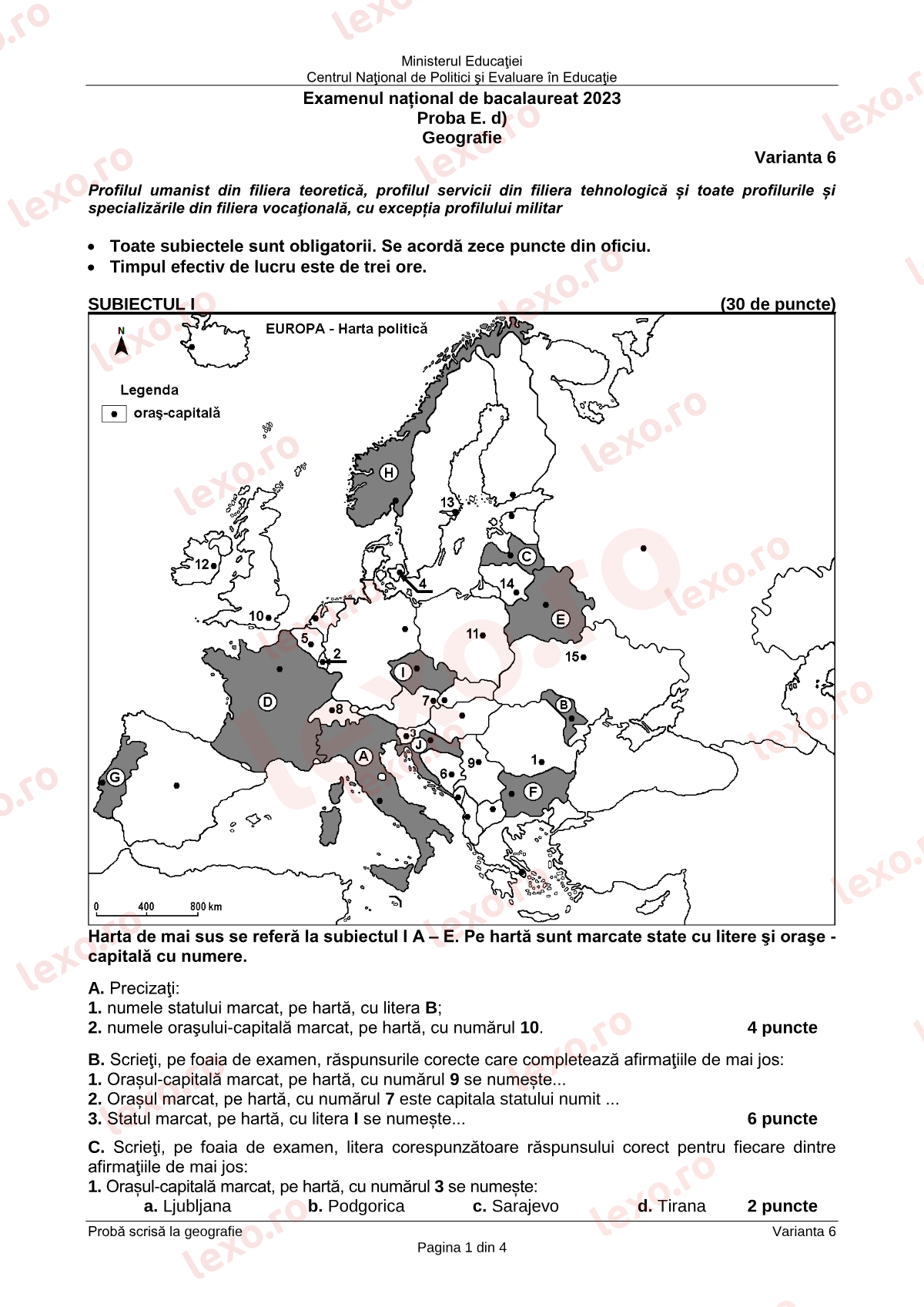 Subiecte Bacalaureat 2023 – Geografie – sesiunea specială (subiect + barem)