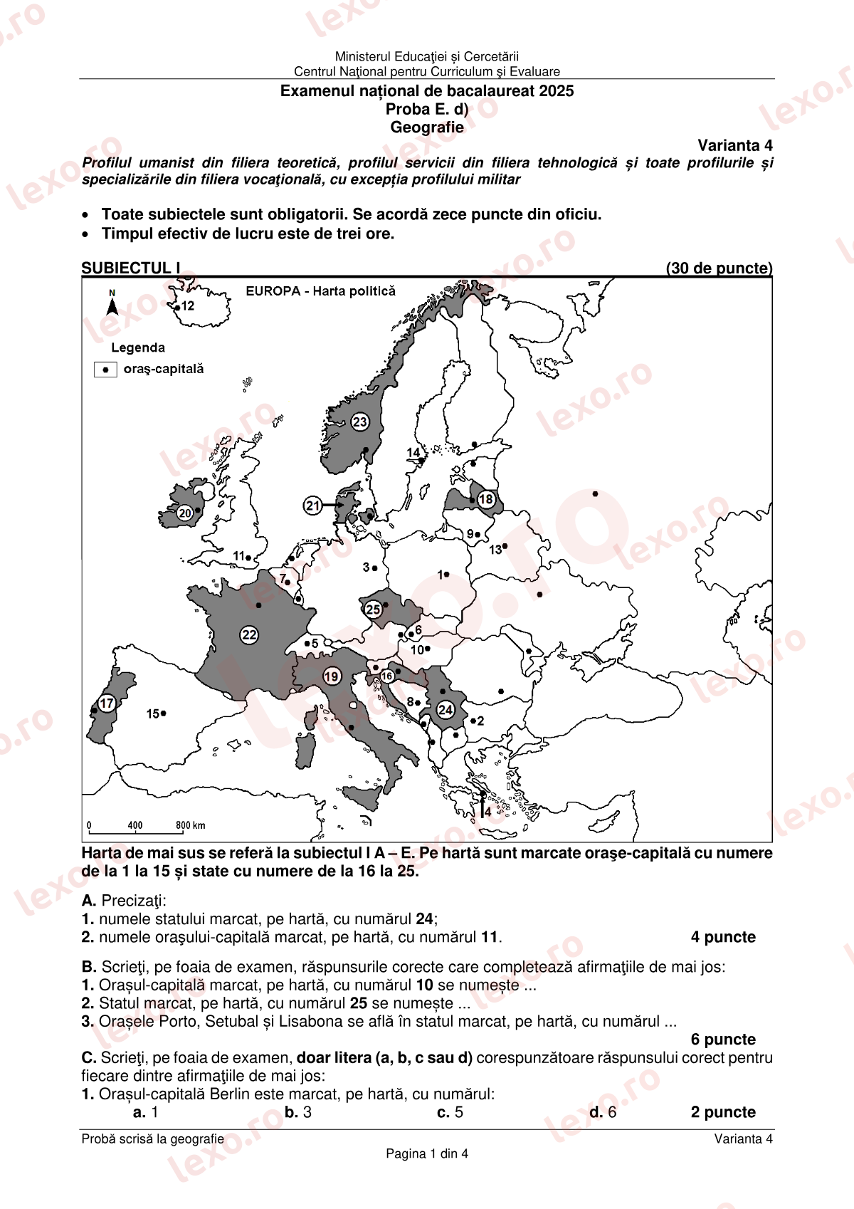 Subiecte Bacalaureat 2025 – Geografie – sesiunea august–septembrie (subiect + barem)